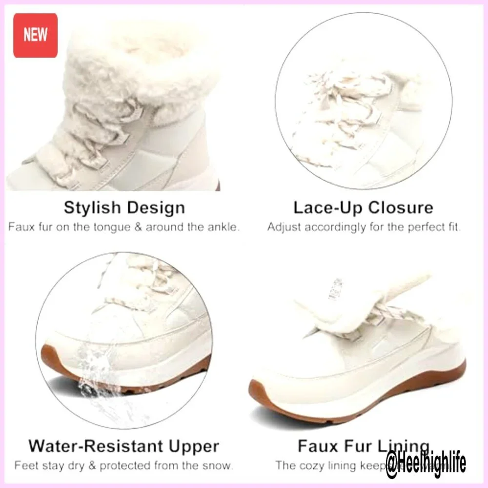 Women's Winter Snow Boots Waterproof Ankle Booties Faux Fur Lined Comfortable